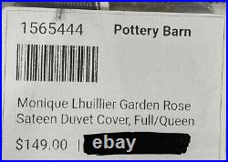 Pottery Barn Monique Lhuillier Garden Rose Sateen Duvet Cover, Full/Queen, Blush