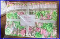 Pottery Barn On Parade Quilt Pink Green Twin Lilly Pullitzer Pastel Turtle Kid