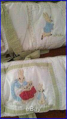 Pottery Barn Peter Rabbit 5pc Set Quilt Skirt Bumper Sheet Sham PLUS Lamp Clock