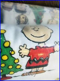 Pottery Barn Queen Peanuts Snoopy Flannel Sheet Set Organic Christmas Teen Kids