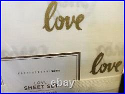Pottery Barn Queen Size Love Sheet Set Christmas Valentines Cotton Kids Teen