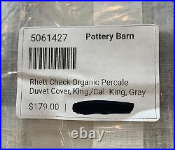 Pottery Barn Rhett Check Organic Percale Duvet Cover, King, /Cal. King, Gray