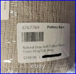 Pottery Barn Soft Cotton Duvet Cover, Natural Gray Color, King/Cal. King Size