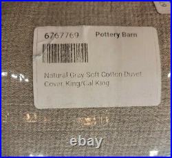 Pottery Barn Soft Cotton Duvet Cover, Natural Gray Color, King/Cal. King Size