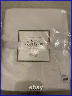 Pottery Barn Teen Becca Organic Ruffle FULL QUEEN duvet standard sham NWT white