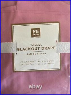 Pottery Barn Teen Blackout Drape 52 W x 63 L Pink Curtain Orange Tassel Set x2