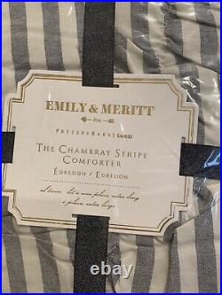 Pottery Barn Teen Emily & Meritt Striped TWIN comforter SHAM chambray