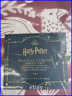 Pottery Barn Teen HARRY POTTER Magical Damask Sheet Set, Full, Burgundy