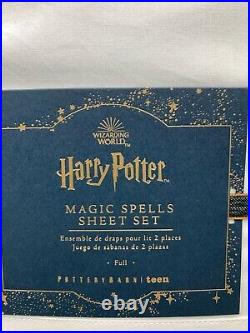 Pottery Barn Teen Harry Potter Magic Spells Gold Script Sheet Set Full #9528M