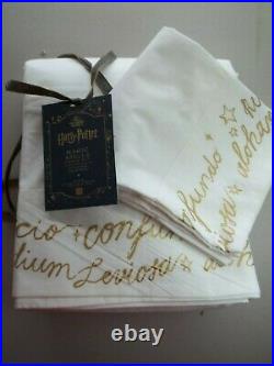 Pottery Barn Teen Harry Potter Magic Spells Gold Script Sheet Set XL Twin #1715
