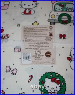 Pottery Barn Teen Hello Kitty Christmas Flannel Organic Sheet Set XL Twin Kids