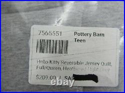 Pottery Barn Teen Hello Kitty Reversible Jersey Quilt Pink Gray #144D