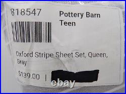 Pottery Barn Teen Oxford Stripe Sheet Set Queen Gray #L5