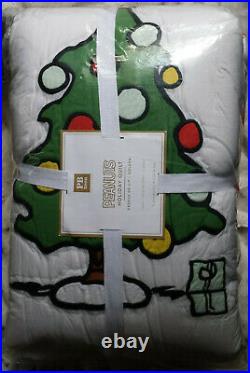 Pottery Barn Teen PEANUTS Snoopy & WoodStock Twin Christmas Quilt NEW