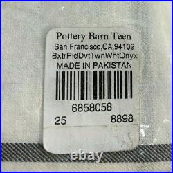 Pottery Barn Teen Windowpane Duvet Cover, Twin/Twin XL, White/Onyx FREE SHIPPING