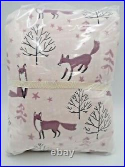 Pottery Barn Teen Winter Foxes Flannel Queen Organic Sheet Set Mauve Blush #8586
