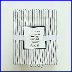 Pottery Barn Teen classic stripe sheet set Queen Ivory Faded Navy