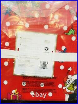 Pottery Barn The Grinch Cotton Queen Sheet Set Christmas Festive Teen Kids Red