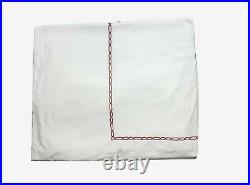 Pottery Barn Vintage Rare Queen Full Duvet Cover Red White Heavy Cotton Ribbed