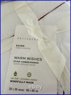 Pottery Barn Warm Wishes Sentiment King Comforter Quilt 2 Euro Shams Christmas
