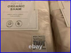 Pottery Barn Washed Cotton Ruffle Organic Duvet Cover &(2)Stand Shams Blush Pink