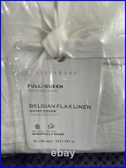Pottery Barn White Belgian Flax Linen Duvet Cover, Full/Queen, Free Shipping