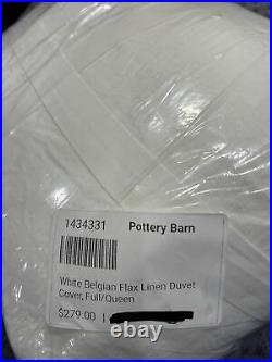 Pottery Barn White Belgian Flax Linen Duvet Cover, Full/Queen, Free Shipping