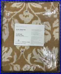 Pottery Barn Zama Print Linen/Cotton Rod Pocket Blackout Curtain, Mustard 50x84