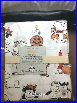 Pottery Barn kid PILLOW 12x20 + SHEET SET Twin Snoopy Peanuts HOLIDAY halloween
