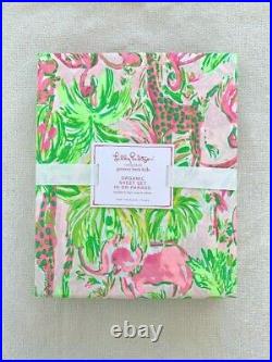 Pottery barn Kids Lilly Pulitzer Organic In On Parade Sheet Set Queen Flamingo