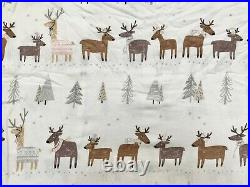 Pottery barn Kids Organic Flannel Winter Reindeer Sheet Set Queen Brown Holiday