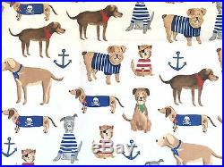 Pottery barn Kids Salty Dog Twin Sheet Set red brown navy Puppy