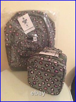 Pottery barn Leopard LARGE BACKPACK + LUNCH BOX bag school girl olive pink teen