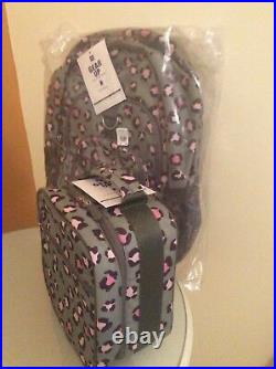 Pottery barn Leopard LARGE BACKPACK + LUNCH BOX bag school girl olive pink teen