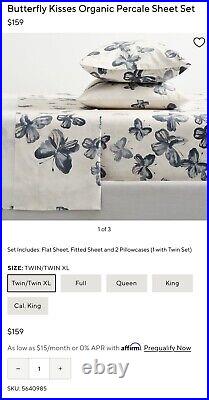 Pottery barn kids Butterfly Kisses Twin XL Sheets