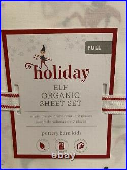 Pottery barn kids Flannel Elf sheet set Full size organic Christmas