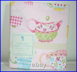 Pottery barn kids Julianne Twin Duvet Cover & sheet set Teapot Pink 4pc