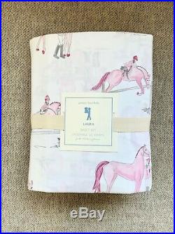 Pottery barn kids Laura Horse Sheet Set Full Pink Grey White
