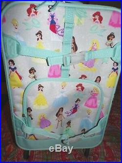 Pottery barn kids Mackenzie Aqua Disney Princess Spinner Luggage, LARGE, NEW