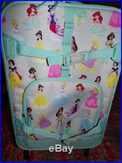 Pottery barn kids Mackenzie Aqua Disney Princess Spinner Luggage, LARGE, NEW