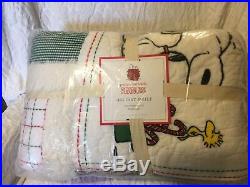 Pottery barn kids Peanuts Snoopy Holiday Twin Quilt, Sheet Set & pillowcase Xmas