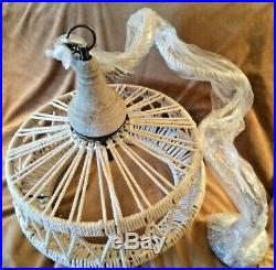 Pottery barn kids Rope Chandelier pendant iron white washed wood teen