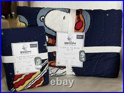 RARE Pottery Barn Kids 8Pc SNOOPY SPACE TWIN QUILT & DUVET + PILLOW Peanuts