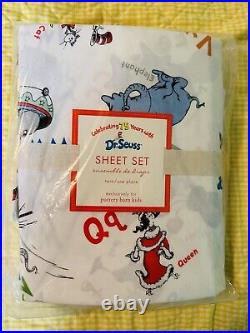 Retired Pottery Barn Kids Dr Seuss TWIN Sheet Set & Horton Elephant Pillow Case