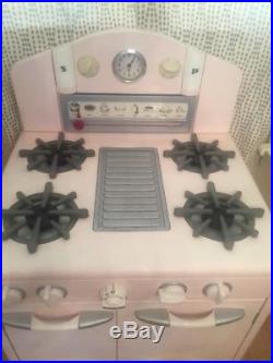 Used Pottery Barn Kids Retro Pink Kitchen Set 3 Pieces Sink Stove Fridge Pantry