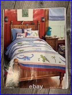 Vintage Pottery Barn Kids Super Saurus Dinosaur Twin Quilt Bedding Set Rare